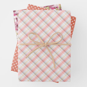 Feuille De Papier Cadeau Elégant Blush Rose Coral Rose Aquarelle Floral