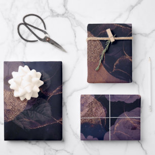 Feuille De Papier Cadeau Élégant Boho foncé Floral Purple Imaginaire Botani