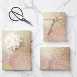 Feuille De Papier Cadeau Élégant Bokeh Rose Gold Pâques