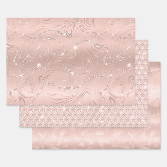 Feuille De Papier Cadeau Élégant brillant rose rose rose brillant diamant e (Lot)