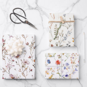 Feuille De Papier Cadeau Élégant cadeau mariage fleur sauvage