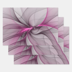 Feuille De Papier Cadeau Elégant Chaos Moderne Abstrait rose Fractal Art
