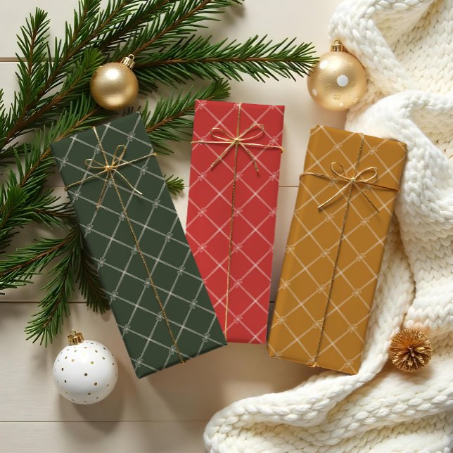 Feuille De Papier Cadeau Élégant Chic Minimal Noël Bow Ribbon Motif (Elegant Chic MinimalChristmas Bow & Ribbon Pattern Wrapping Paper Sheets)