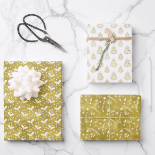 Feuille De Papier Cadeau Élégant Chic Olive Green Noël Motif mixte