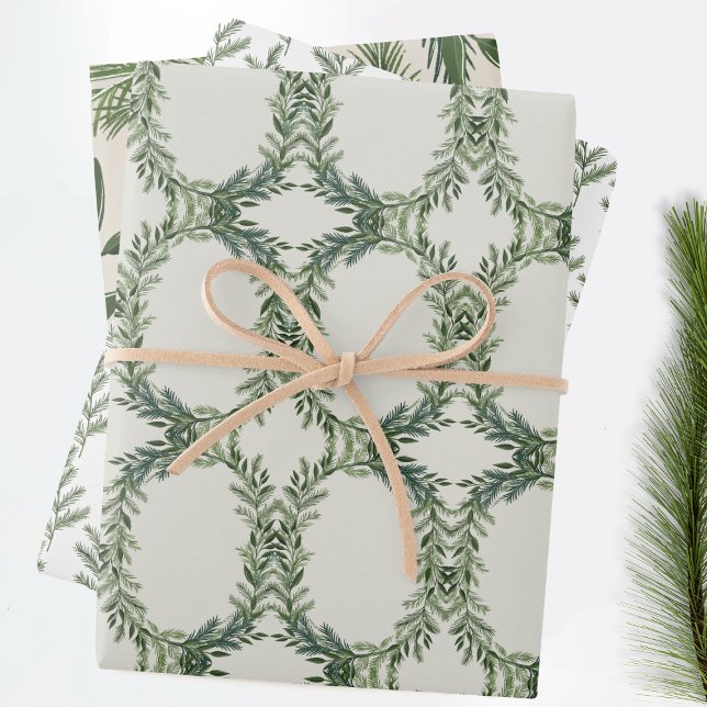 Feuille De Papier Cadeau Élégant Classic Pine Wreath Noël (Créateur téléchargé)