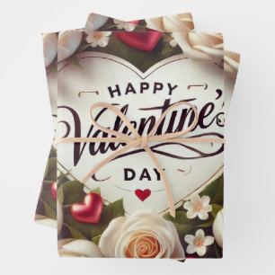 Feuille De Papier Cadeau Elégant design de Saint Valentin avec Rose