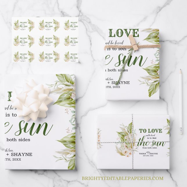 Feuille De Papier Cadeau Elégant doux Beige Vert Beige Pampas Grass (Wrap your gifts in natural elegance with our Soft Beige Greenery Pampas Grass Wrapping Paper Sheets.)