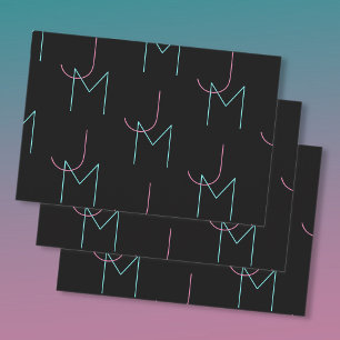 Feuille De Papier Cadeau Élégant Éditable Deux Initiales Modernes Carrelées