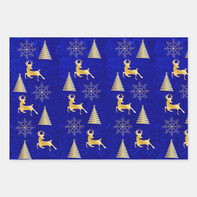 Feuille De Papier Cadeau Élégant enveloppement de Noël Royal Blue (Devant)
