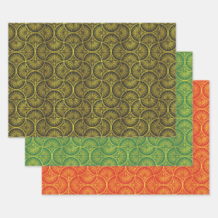 Feuille De Papier Cadeau Élégant éventail Art Déco noir or #3 DIY BG