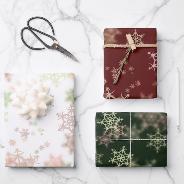 Feuille De Papier Cadeau Élégant flocon de neige | Noël (Recto)