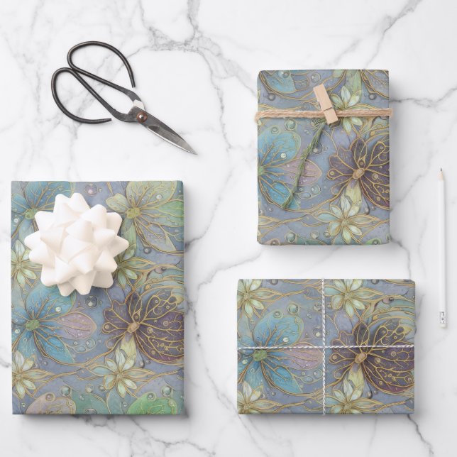 Feuille De Papier Cadeau Elegant Flora Design Luxury Matte Gift  (Recto)