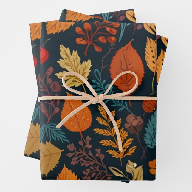 Feuille De Papier Cadeau Élégant Floral (En situation)
