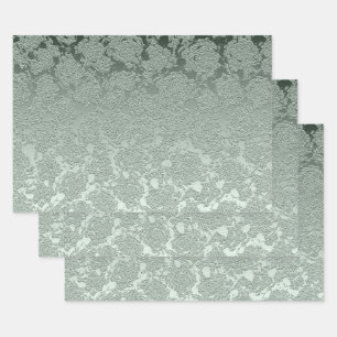 Feuille De Papier Cadeau Élégant floral Pastel Sage Green Motif