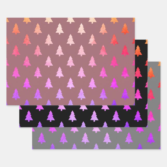 Feuille De Papier Cadeau Élégant holographe motif de sapin de Noël (Lot)