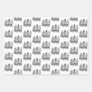 Feuille De Papier Cadeau Élégant Joyeux Noël noir blanc cadeau