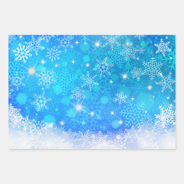 Feuille De Papier Cadeau Elégant lac blanc de neige (Devant)