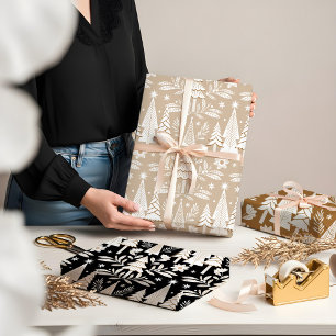 Feuille De Papier Cadeau Elégant Luxe Vacances Forêt À feuillage persistant