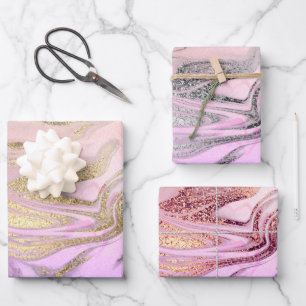 Feuille De Papier Cadeau Élégant marbre holographique