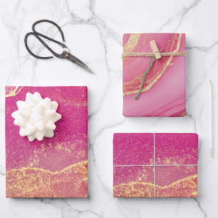 Feuille De Papier Cadeau Élégant marbre rose et or