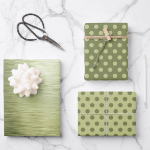 Feuille De Papier Cadeau Élégant métal vert huile Pois Noël
