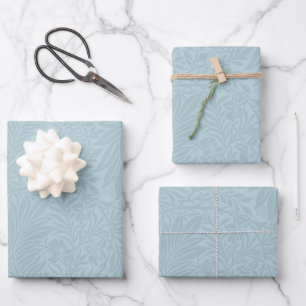 Feuille De Papier Cadeau Élégant modèle floral bleu moderne