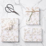 Feuille De Papier Cadeau Élégant modèle or floral<br><div class="desc">Beau motif floral couleur or sage. Parfait pour tous vos besoins d'emballage cadeau,  y compris les mariages,  douches nuptiales,  anniversaires,  anniversaires et Noël</div>