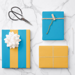 Feuille De Papier Cadeau Élégant, Moderne Bleu et Jaune pour Toutes les Occ