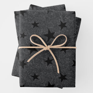 Feuille De Papier Cadeau Élégant moderne chic Black Star Motif
