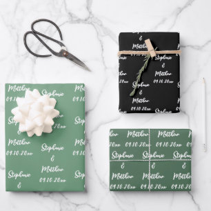 Feuille De Papier Cadeau Elégant moderne mariée Groom Noms Mariages