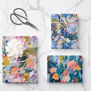 Feuille De Papier Cadeau Élégant Motif Abstrait d'art botanique