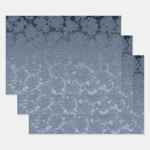 Feuille De Papier Cadeau Elégant Motif bleu bleu bleu bleu floral
