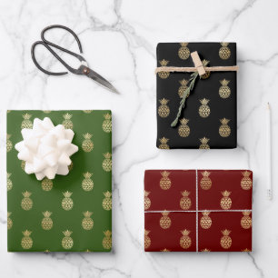 Feuille De Papier Cadeau Élégant Motif d'ananas
