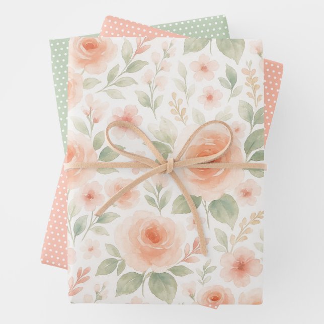 Feuille De Papier Cadeau Élégant Motif d'Art Floral Chic Shabby Français (En situation)