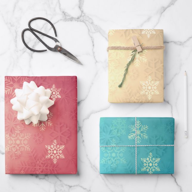 Feuille De Papier Cadeau Élégant motif de flocon de Noël (Recto)