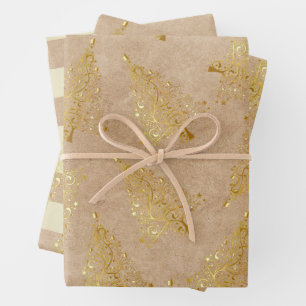 Feuille De Papier Cadeau Élégant motif de Noël en or