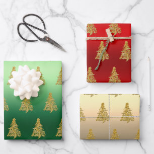 Feuille De Papier Cadeau Élégant motif de Noël Gold