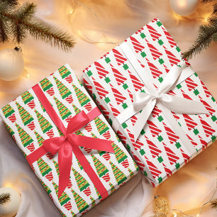 Feuille De Papier Cadeau Élégant Motif décoratif de sapin de Noël