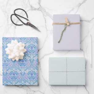 Feuille De Papier Cadeau Élégant motif floral bleu