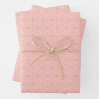 Feuille De Papier Cadeau Élégant motif floral géométrique rose pâle