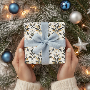 Feuille De Papier Cadeau Élégant Motif motif de Noël avec Gold Foil Acc