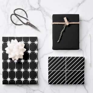 Feuille De Papier Cadeau Élégant Motif noir et blanc