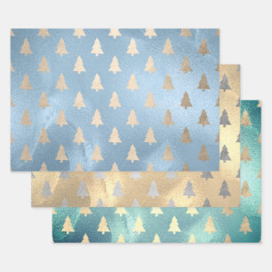 Feuille De Papier Cadeau Élégant Motifs d'arbre de Noël moderne