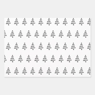 Feuille De Papier Cadeau Elégant noir Aquarelle Arbre Motif Noël