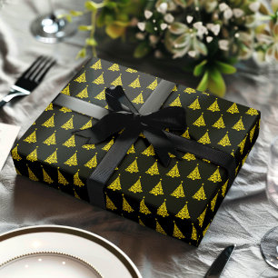 Feuille De Papier Cadeau Elégant noir blanc Noël Arbre Motif Cadeau