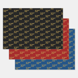 Feuille De Papier Cadeau Élégant Noir, Rouge, Bleu, Faux Or 32e événement #