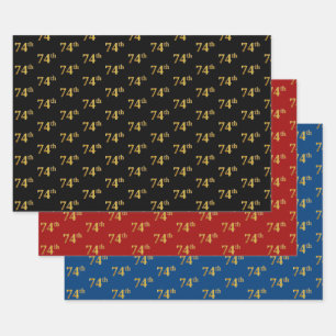 Feuille De Papier Cadeau Élégant Noir, Rouge, Bleu, Faux Or 74ème événement