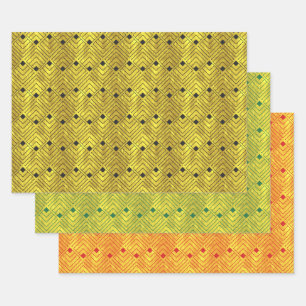 Feuille De Papier Cadeau Élégant Or Noir Art Déco Diamants #2G DIY BG