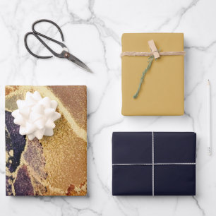 Feuille De Papier Cadeau Élégant Or Tan Purple Abstrait 