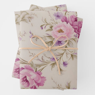 Feuille De Papier Cadeau Élégant Pastel Rose & Purple Garden Blooms